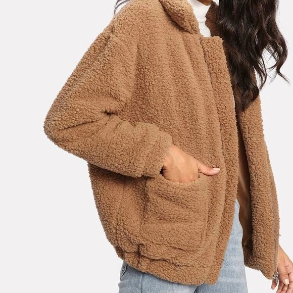 shein dual pocket teddy jacket - Picture 5 of 9